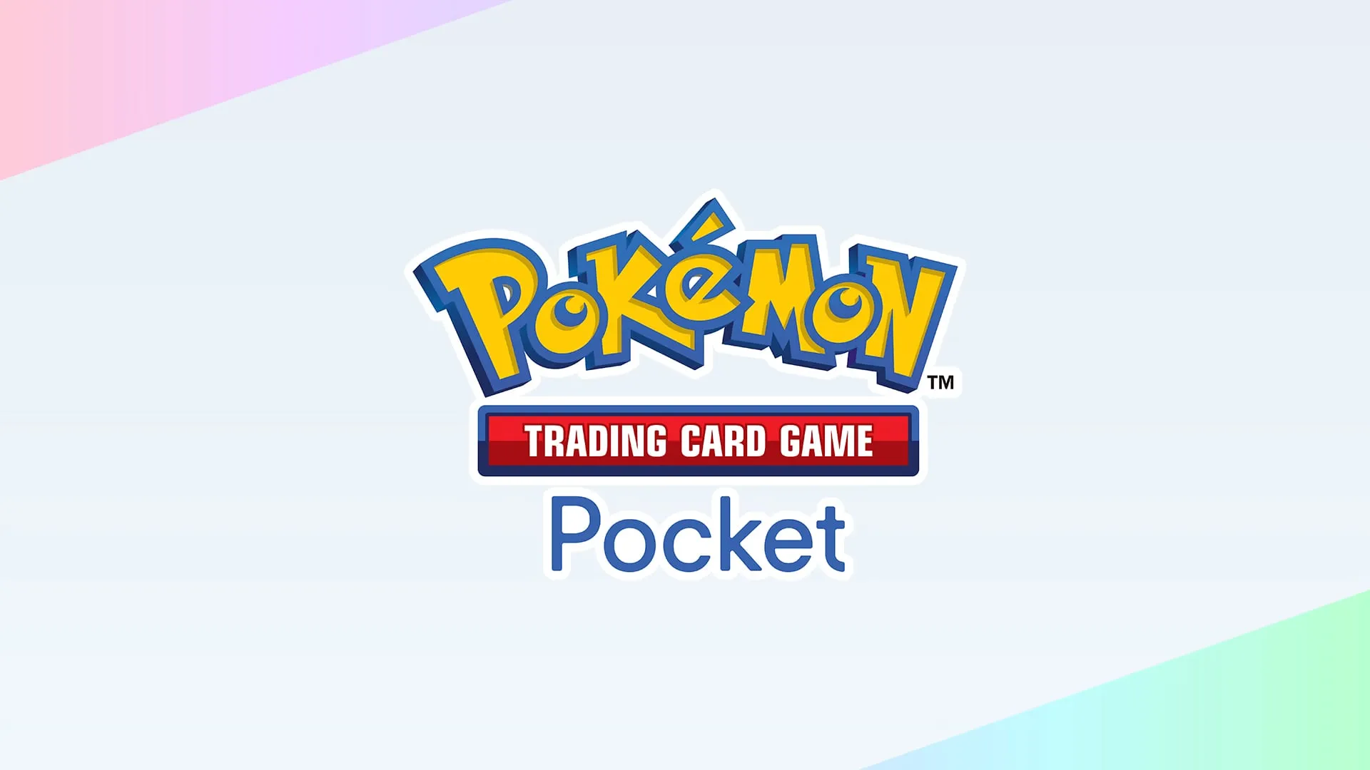 Pokémon Trading Card Game Pocket logo on a pastel background